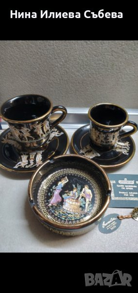 Позлатени кафени чаши ,ръчно рисувани с 24 карата злато, снимка 1