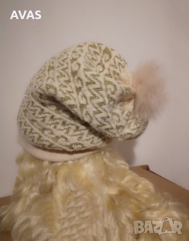 Нова шапка Вълна+Ангора с помпон дамска зимна, снимка 5 - Шапки - 31362517