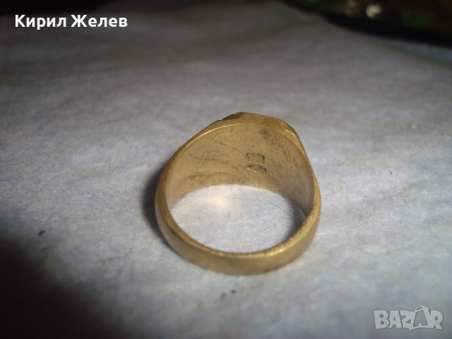 СТАР РЕТРО АРТ ДЕКО РЪЧНО ОРНАМЕНТИРАН ПОЗЛАТЕН ПРЪСТЕН от НЕРЪЖДАЕМА СТОМАНА с ПЕЧАТИ 585 14К 27573, снимка 12 - Антикварни и старинни предмети - 37497482