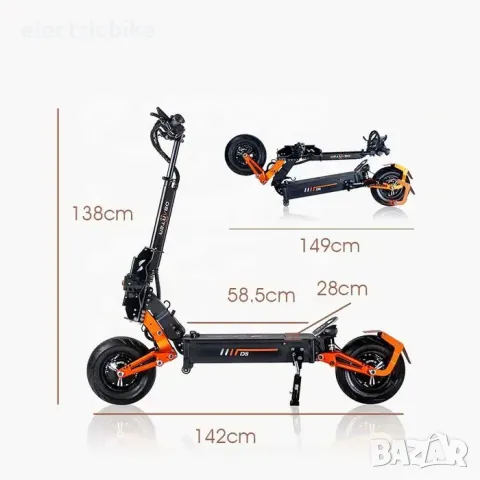 Eлектрически скутер/тротинетка Quickwheel D5 5000W,48V/35Аh,12 inch, снимка 6 - Велосипеди - 47671646