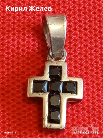 Класически сребърен кръст с инкрустирани камъни Турмалин майсторска ръчна изработка 52561, снимка 7 - Колиета, медальони, синджири - 53070178