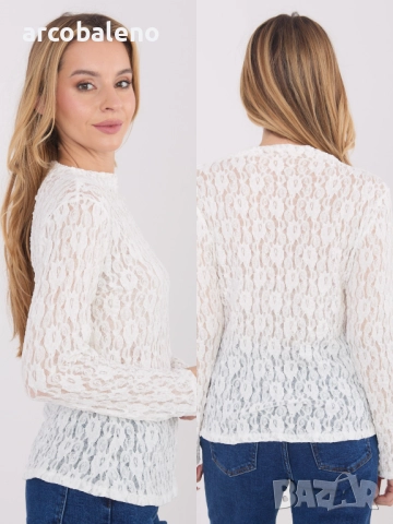 Дамска дантелена блуза с дълги ръкави, 5цвята   , снимка 6 - Блузи с дълъг ръкав и пуловери - 52856669