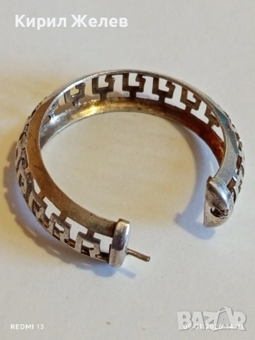 Сребърни обеци с дизайн Гръцки ключ символизира безкрайност и вечния поток на живота 51937, снимка 4 - Части - 53043750