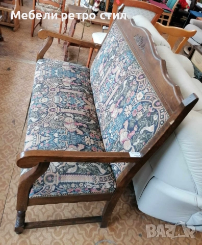 Красиво канапе с   резбовани орнаменти и гобленова тапицерия, което може да внесе уют във всеки дом., снимка 6 - Дивани и мека мебел - 52226114