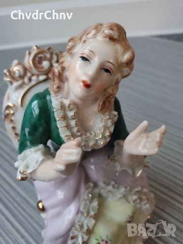 Andrea Sadek статуетка 15см/японска стара порцеланова фигура/барокова дама на стол, снимка 3 - Статуетки - 51513623