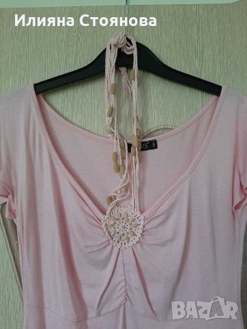 Красива розова блуза с къс ръкав , снимка 2 - Тениски - 29850912
