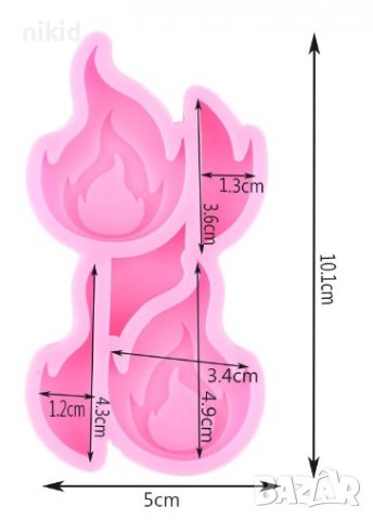 Огън пламък силиконов молд форма фондан шоколад декор, снимка 2 - Форми - 37575628