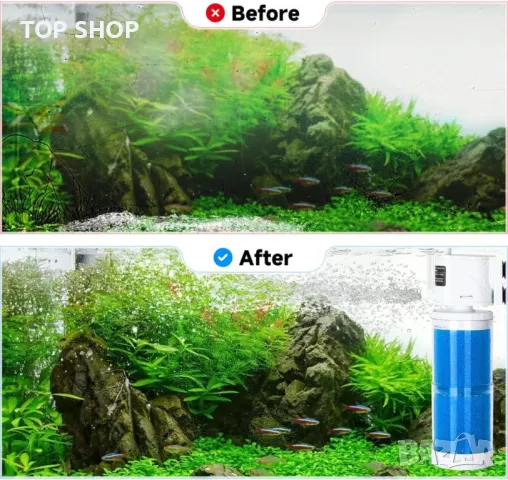 AQQA 15 W потопяема филтърна помпа за аквариум с регулируем воден поток, 190-380 л, снимка 5 - Оборудване за аквариуми - 49629156