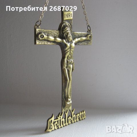 Разпятие Исус Кръст пано религия, Джон Бон Джоуви, старо настолно, кръстове, снимка 1