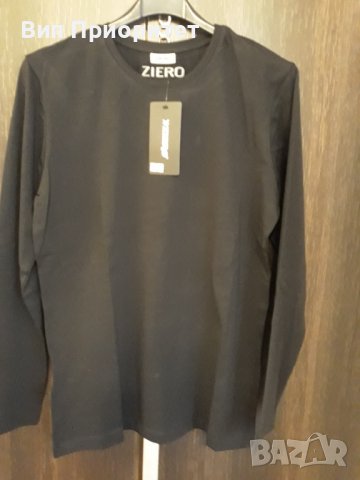 Марка ZIERO чисто нова с  етикета черна мъжка тениска с дълъг ръкав, хубава качествена стегната мате, снимка 5 - Тениски - 37456775