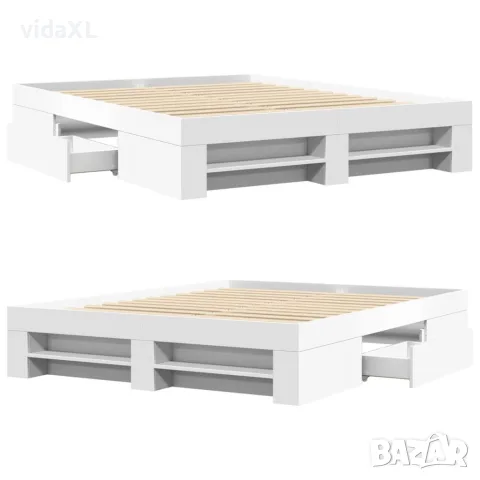vidaXL Рамка за легло без матрак Бяла 160x200 см инженерно дърво, снимка 8 - Спални и легла - 56146904