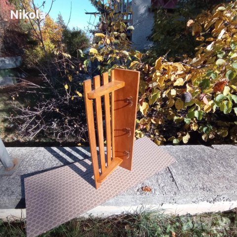 Стенна закачалка за дрехи и шапки дървена 64/24см, снимка 15 - Закачалки - 38486837