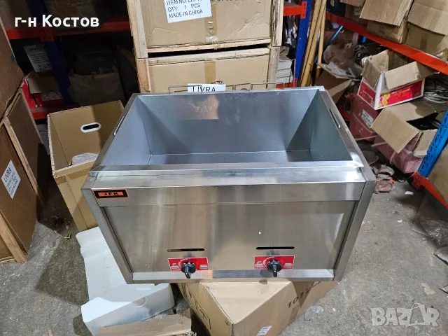 Фритюрник на Газ Професионален за Мекици Понички и Големи Неща Голяма Вана 6040/25см.