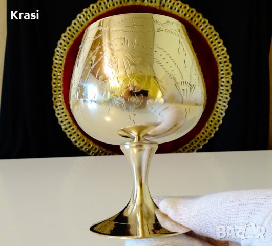 Английски бронзов бокал за вино,чаша,маркиран. , снимка 8 - Антикварни и старинни предмети - 38407609