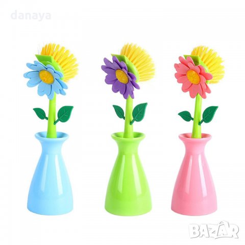 2477 Четка за миене на съдове Ваза с цвете, снимка 4 - Аксесоари за кухня - 35557402