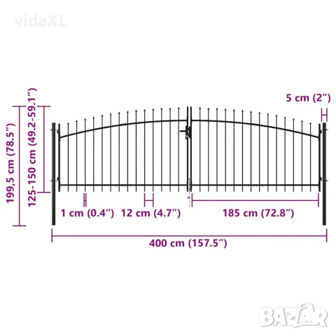 vidaXL Двойна оградна порта Woerden с капак тип копие 400x199,5 см, снимка 5 - Огради и мрежи - 56146129