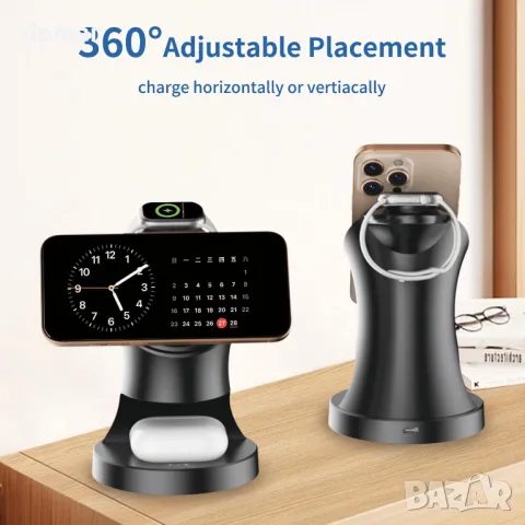 Csspew 3 в 1 магнитно безжично зарядно за Apple устройства, 15W, черно, снимка 5 - Аксесоари за Apple - 50401110