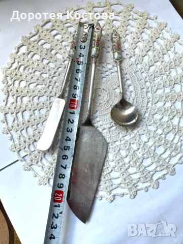 Красиви прибори от Япония с порцеланова плочка на дръжките, снимка 4 - Антикварни и старинни предмети - 50337506