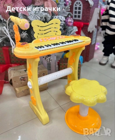 Детско пиано със столче и микрофон , снимка 3 - Музикални играчки - 54304404