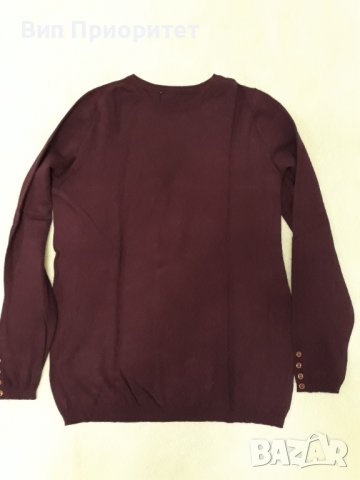 Тъмно лилава фино плетиво блуза по врата с дълъг ръкав, много приятна и мека материя, снимка 3 - Блузи с дълъг ръкав и пуловери - 37455773