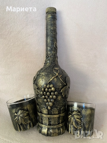 Комплект бутилка с две чаши Подарък за повод, снимка 6 - Декорация за дома - 46654273