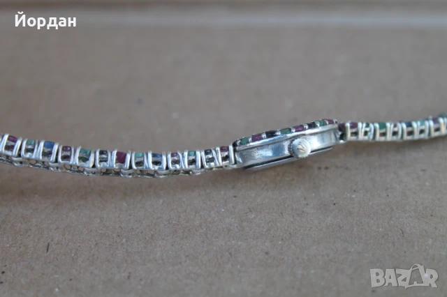 Дамски сребърен часовник ''Vialux'' с полускъпоценни камъни, снимка 8 - Дамски - 51331152