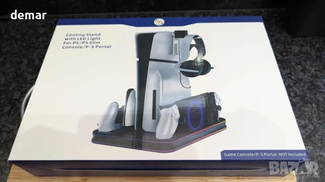 Докинг станция, зарядна и охлаждаща станция за PS5, RGB LED, стойка за слушалки и PS Portal, сива, снимка 9 - Аксесоари - 49275982