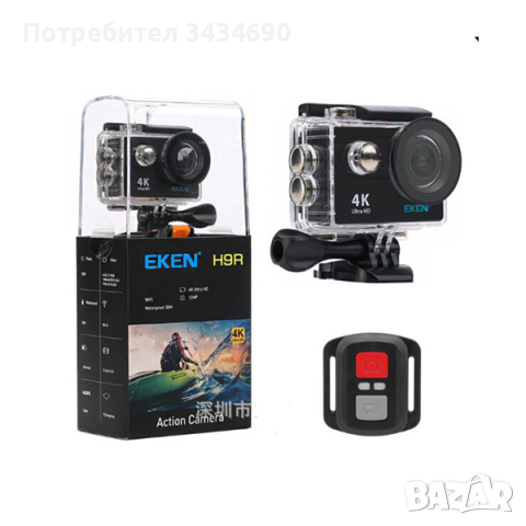 Екшън камера EKEN H9R 4K с WIFI водоустойчива 30 метра 170 градуса / SPK029 /, снимка 15 - Камери - 44512937