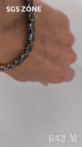 ПОЗЛАТЕНА СРЕБЪРНА ГРИВНА С ТОПАЗ SWISS ТАЙЛАНД, снимка 7 - Гривни - 52317975