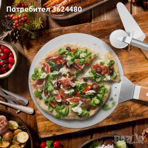 Лопатка за пица с дървена дръжка, снимка 3 - Други стоки за дома - 39985644