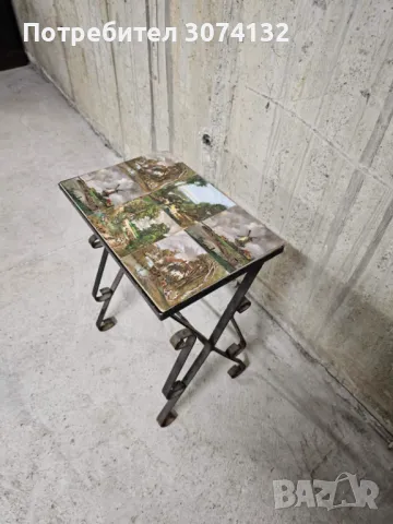 Помощна масичка с плочки в ретро стил, снимка 2 - Маси - 47377140