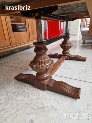 Масивна Маса с Дърворезба и Мрамор с Повдигащ механизъм-внос от Германия!, снимка 6 - Маси - 52480196