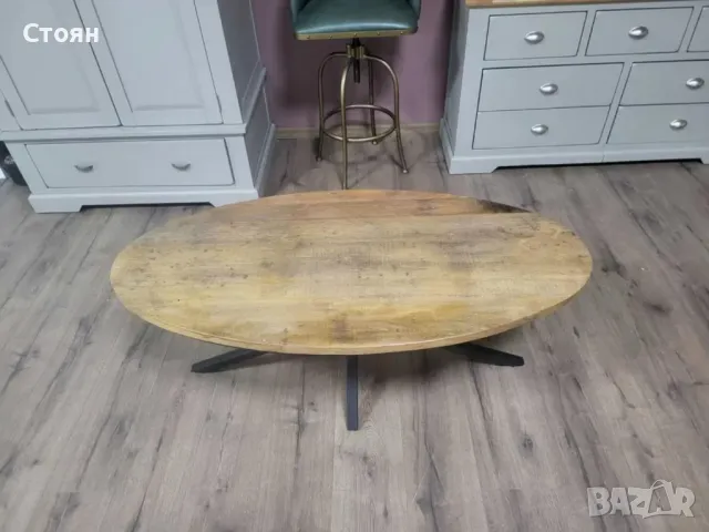 Холна масичка от дъб с метални крака - 6 броя налични, снимка 2 - Маси - 47756374