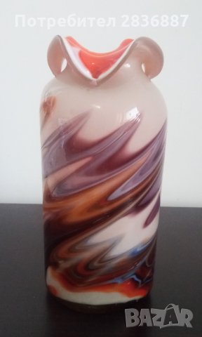 Красива, ръчно изработена стъклена ваза, снимка 9 - Вази - 34863112