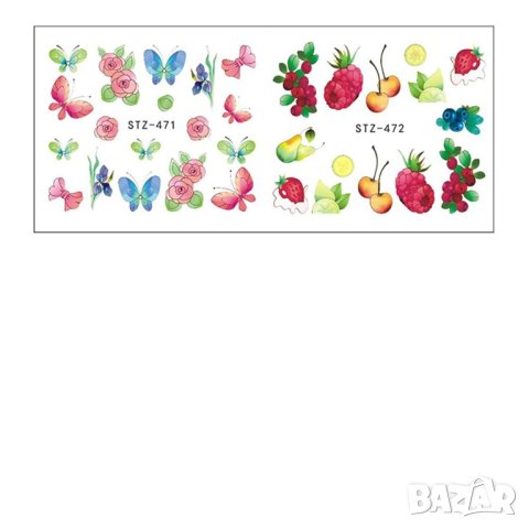 18бр Комплект водни стикери - плодове и коктейли , снимка 4 - Продукти за маникюр - 25469747