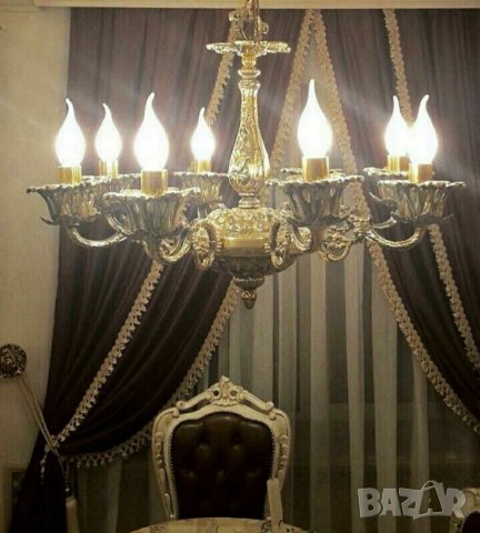 Старинен барок.Луксозно класическо осветление за хол,всекидневна -месингов полилей, лампа, снимка 7 - Полилеи - 22895966
