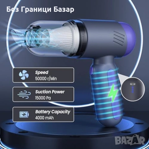 нова безжична Ръчна мини прахосмукачка и духалка 15000Pa за кола дом, снимка 5 - Прахосмукачки - 53877489