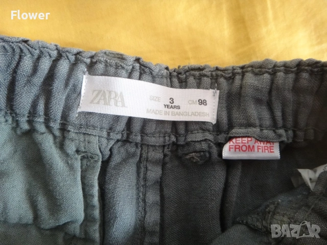 Нов Детски панталон за момче Zara от 100% лен, размер 98, за 3 годишно, снимка 6 - Детски панталони и дънки - 53888152