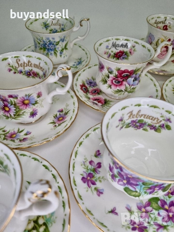 сервиз от фин порцелан Flowers of the Month Royal Albert, снимка 4 - Сервизи - 54354456