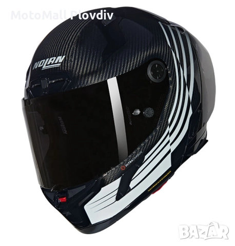 Каска Nolan X-804 RS Ultra Carbon Ala 345 Black White – Гланц ECE 22.06, снимка 4 - Аксесоари и консумативи - 51889980
