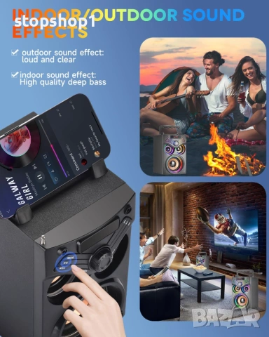 Bluetooth високоговорител, 15W преносими безжични високоговорители, с RGB светлина, по-силна сила на, снимка 5 - Bluetooth тонколони - 54081477