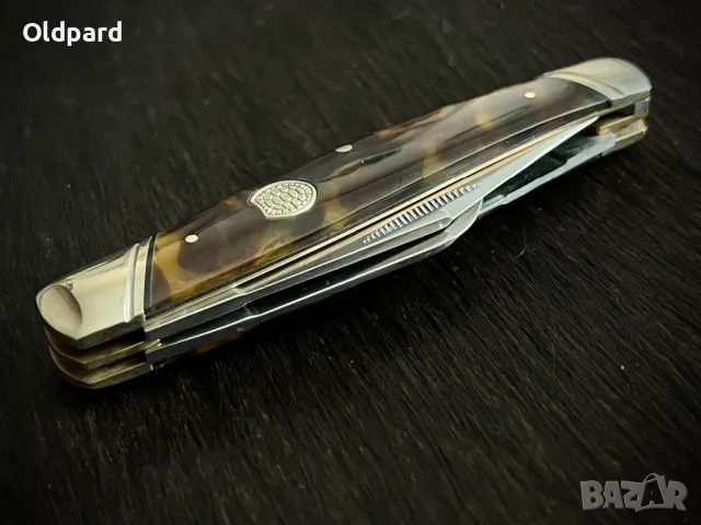 Колекционерски джобен сгъваем нож с три остриета Stockman Imitation Tortoise.  (Rough Ryder) RR2439, снимка 3 - Ножове - 48644281