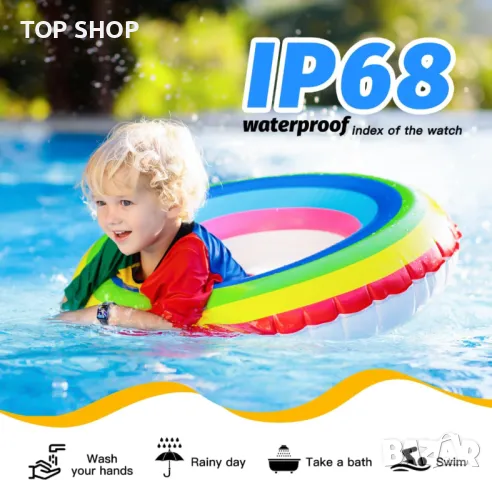 Детски смарт часовник за момчета, IP68 водоустойчив, с 1,5-инчов циферблат, синьо, снимка 7 - Смарт гривни - 49437146