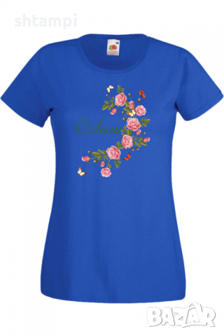Дамска тениска Лили цветя и пеперуди Имен ден Подарък,Изненада,Празник,Цветница, снимка 2 - Тениски - 36442202
