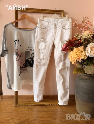 Дамски маркови  дънки и топ, снимка 3 - Дънки - 50861125