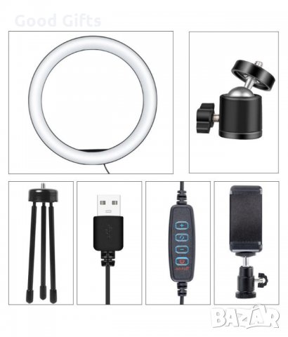 ЛЕД СЕЛФИ РИНГ ЛАМПА ЗА СНИМКИ И ВИДЕО, снимка 8 - Светкавици, студийно осветление - 35488366