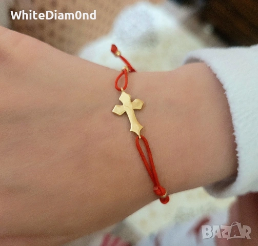 Гривна със златно кръстче 14 к.