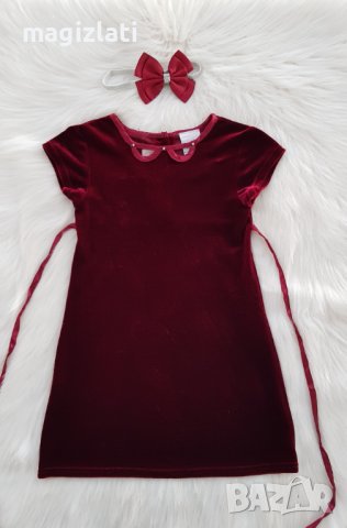 Детска рокля червено кадифе 4 години, снимка 7 - Детски рокли и поли - 42889310