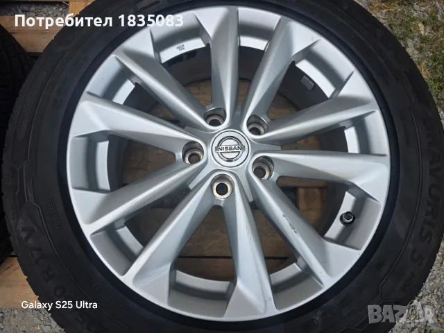 Лети джанти 17ки 5х114.3 Nissan + летни гуми 215/60/17 Barum, снимка 6 - Гуми и джанти - 55842937