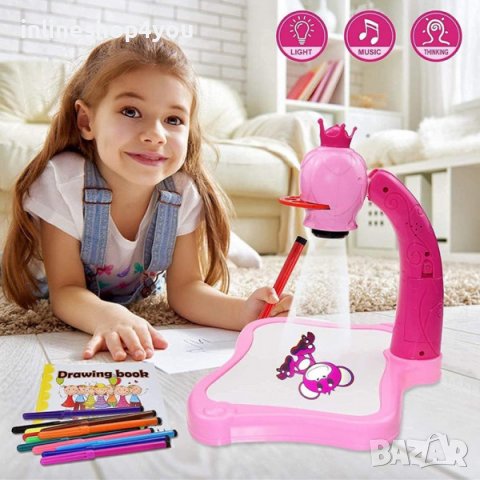 Музикална детска масичка-дъска за рисуване с проектор РОЗОВА и Синя, снимка 1